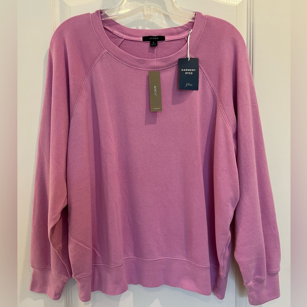 NWT J.Crew Magic Rinse Crewneck Sweatshirt Decorative Pink S